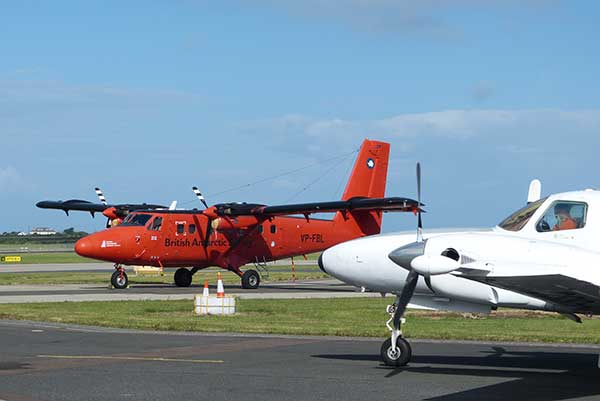 The BAS aircraft and the Fugro Reims Cessna being used for the geophysical survey.