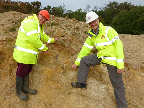 Richard Scrivener and Andy Howard (BGS) at Hemerdon, Devon (mineralised granite dykes intruded into Devonian slates).